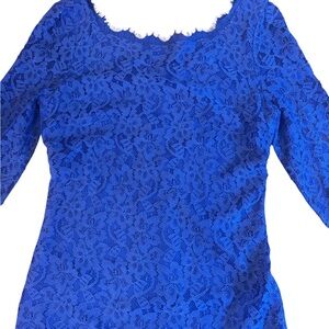 Diane von Furstenberg Blue Lace Sheath Dress Size 10